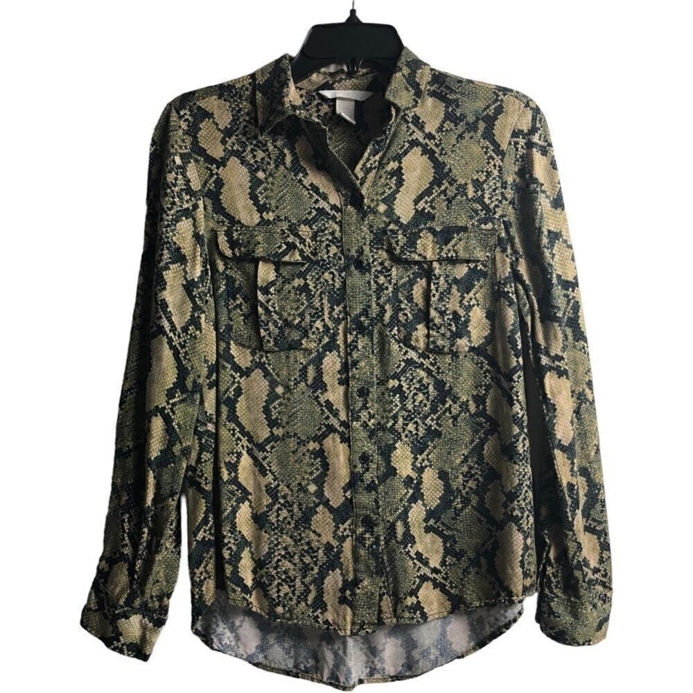 H&M Snakeskin Print Button Down Top - Picture 2 of 10